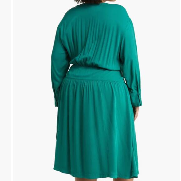 Treasure & Bond Long Sleeve Midi Dress - Green Heirloom Size XL - Picture 2 of 7
